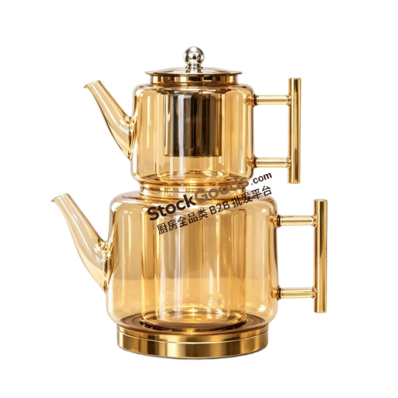 Premium Borosilicate Glass Teapot Set with Stainless Steel Lid, Stainless Steel Infuser, Stainless Steel Knob, Stainless Steel Composite Bottom, Induction Cooker Safe, 4 Colors Available